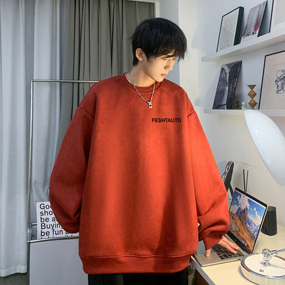 Men's Oversized Suede Sweatshirt - Essentials Casual