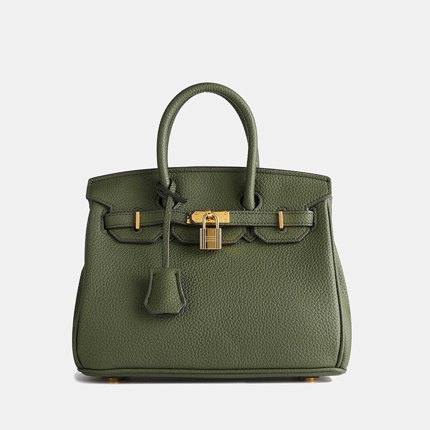 Elegant Women's Structured Handbag with Top Handles and Gold-Tone Accents