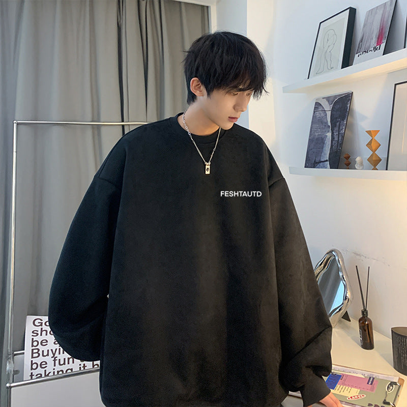 Men's Oversized Suede Sweatshirt - Essentials Casual