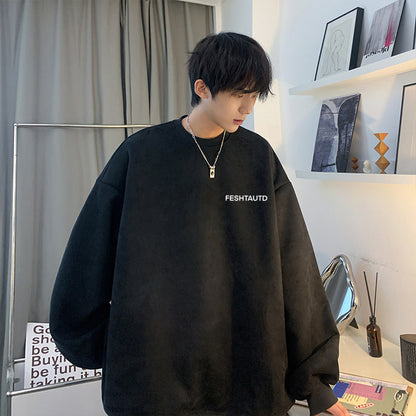 Men's Oversized Suede Sweatshirt - Essentials Casual