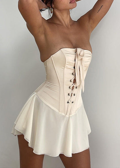 Natasha | Strapless Corset Dress Beige