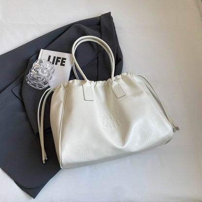 Women's Black Work Tote Bag – Spacious PU Leather Shoulder Bag