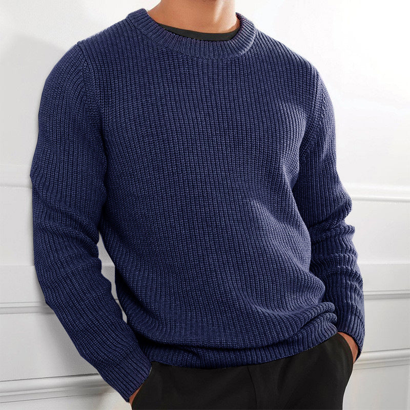 Men's Winter Knit Crew Neck Sweater - Classic Style for Cold Weather