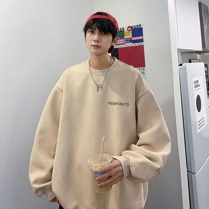 Men's Oversized Suede Sweatshirt - Essentials Casual