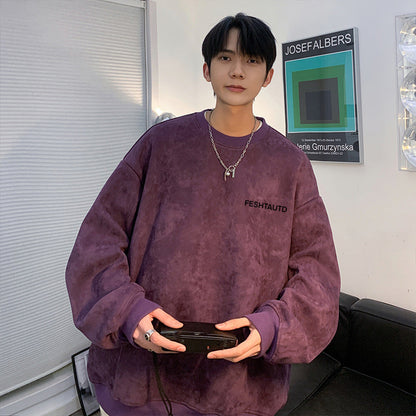 Men's Oversized Suede Sweatshirt - Essentials Casual