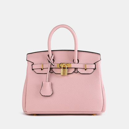 Elegant Women's Structured Handbag with Top Handles and Gold-Tone Accents