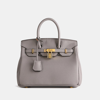 Elegant Women's Structured Handbag with Top Handles and Gold-Tone Accents