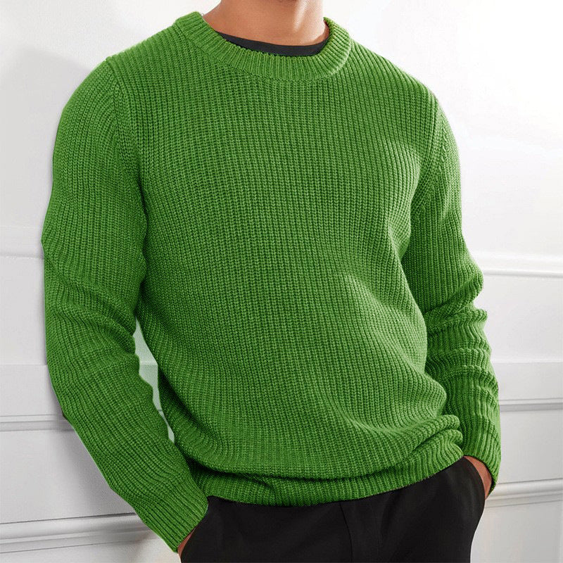Men's Winter Knit Crew Neck Sweater - Classic Style for Cold Weather