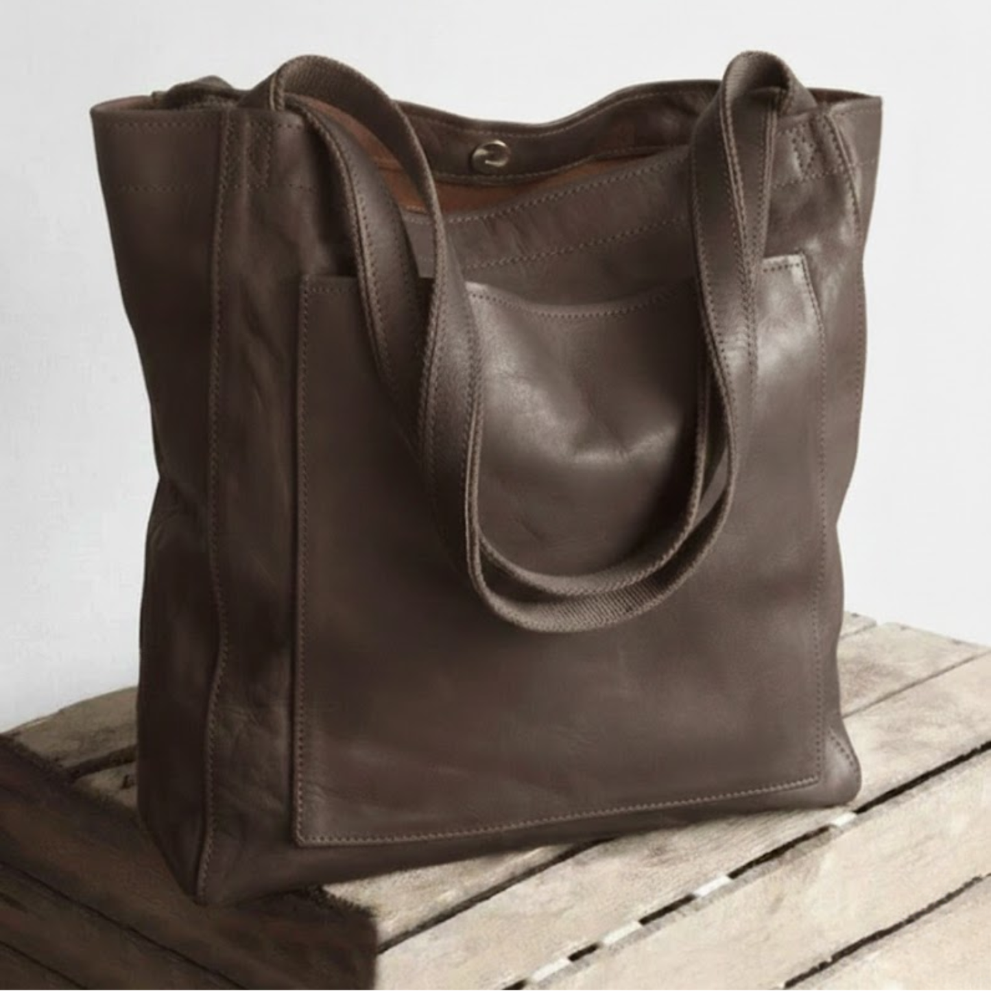Davida | Leather Bag with External Pocket