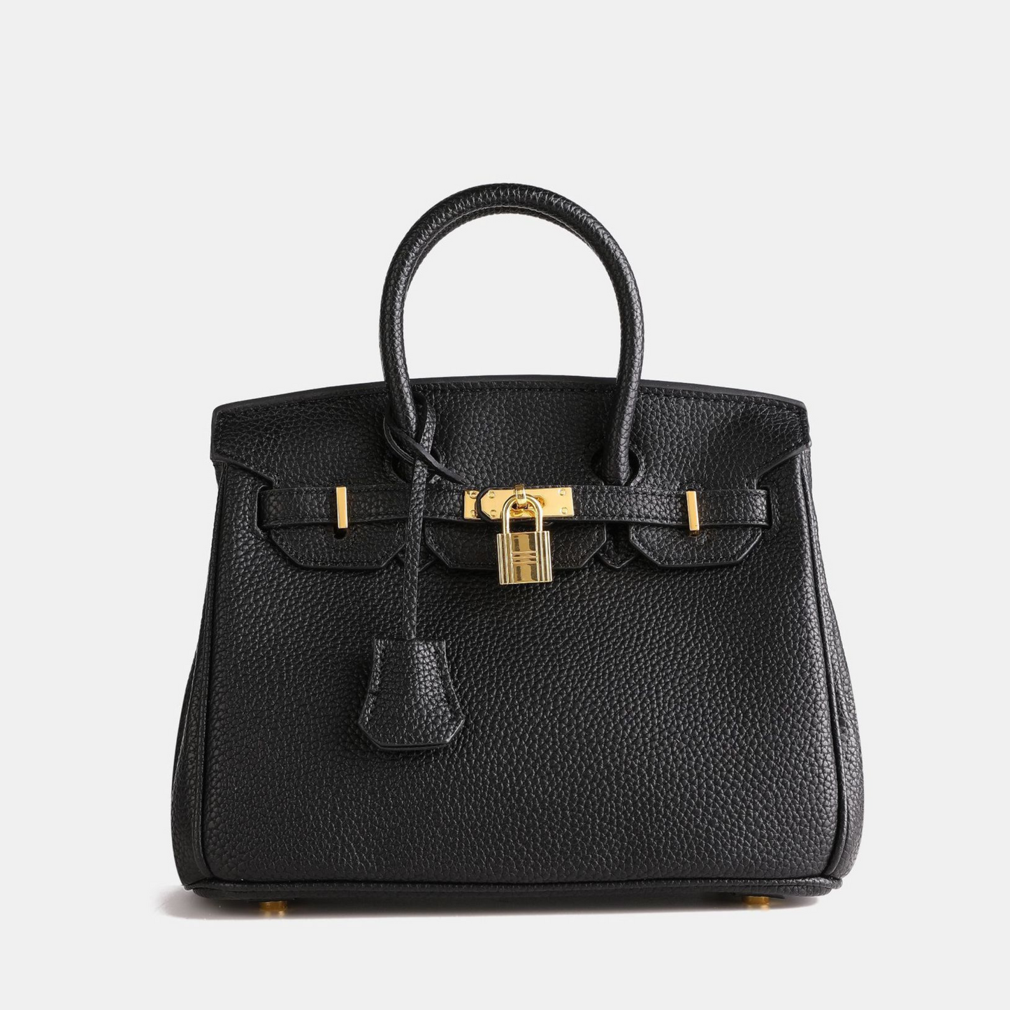 Elegant Women's Structured Handbag with Top Handles and Gold-Tone Accents