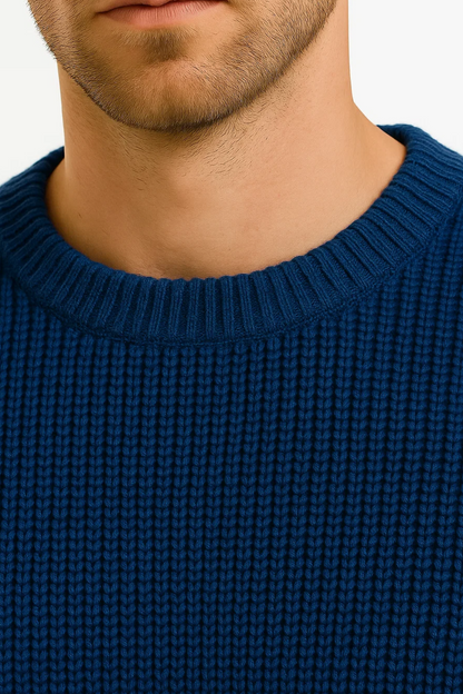 Men's Oversized Knitted Sweater with Ribbed Texture - Cozy and Stylish Knitwear