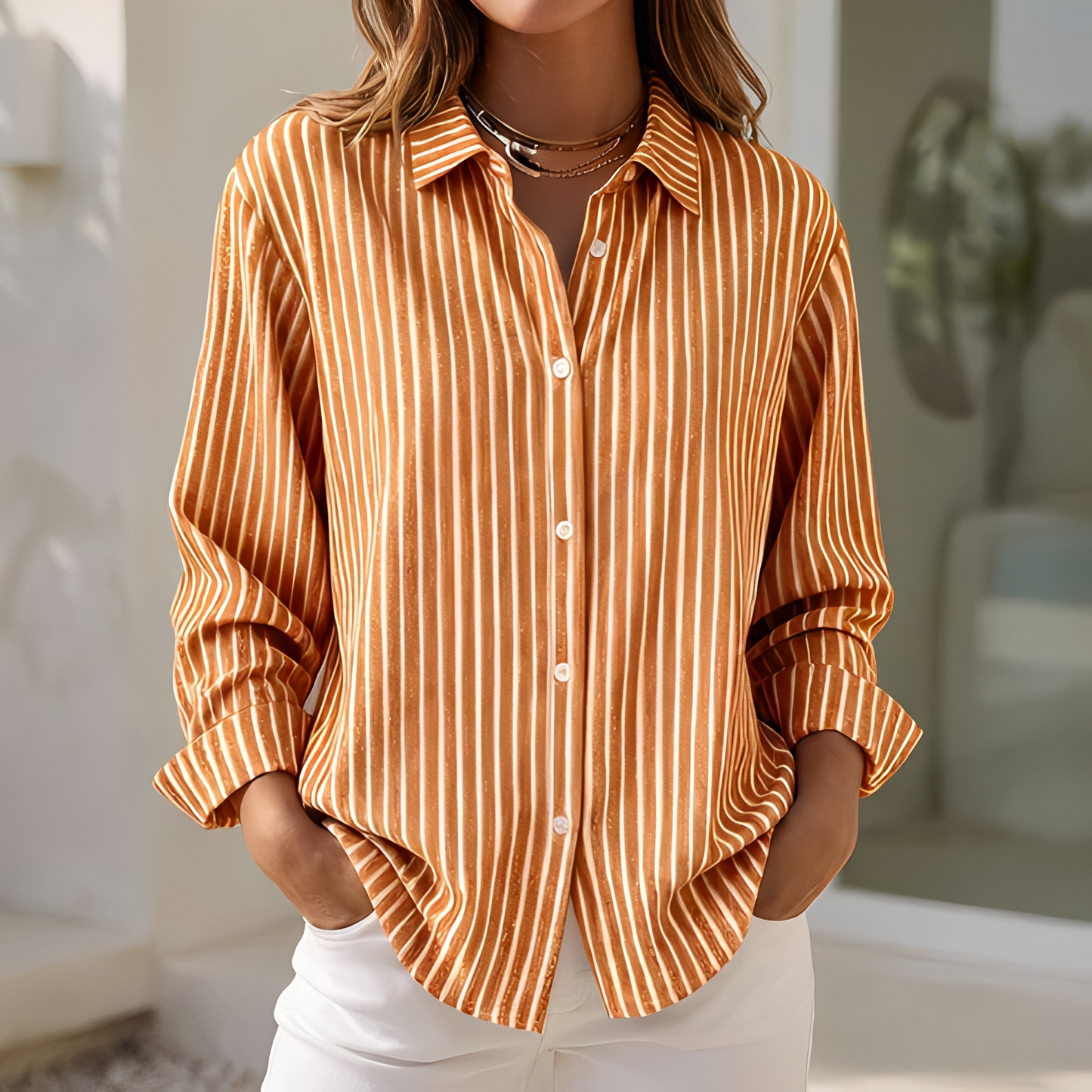 Lenna - Summer Striped Shirt, Loose Fit for Women