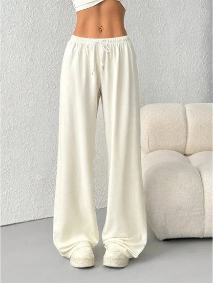 Wide Leg Women's Jogger Pants - Casual Comfort Trousers for Everyday Wear