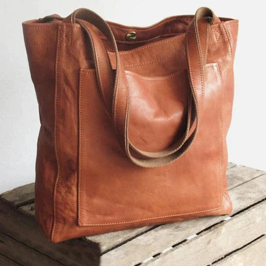 Davida | Leather Bag with External Pocket