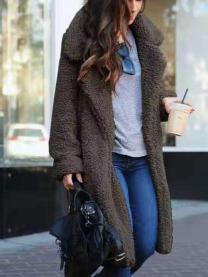 Cozy Women's Oversized Winter Teddy Coat with Stylish Lapel Collar