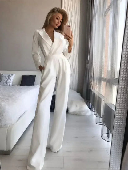 Arlene - Loose-fitting jumpsuit with long sleeves and V-neck for women