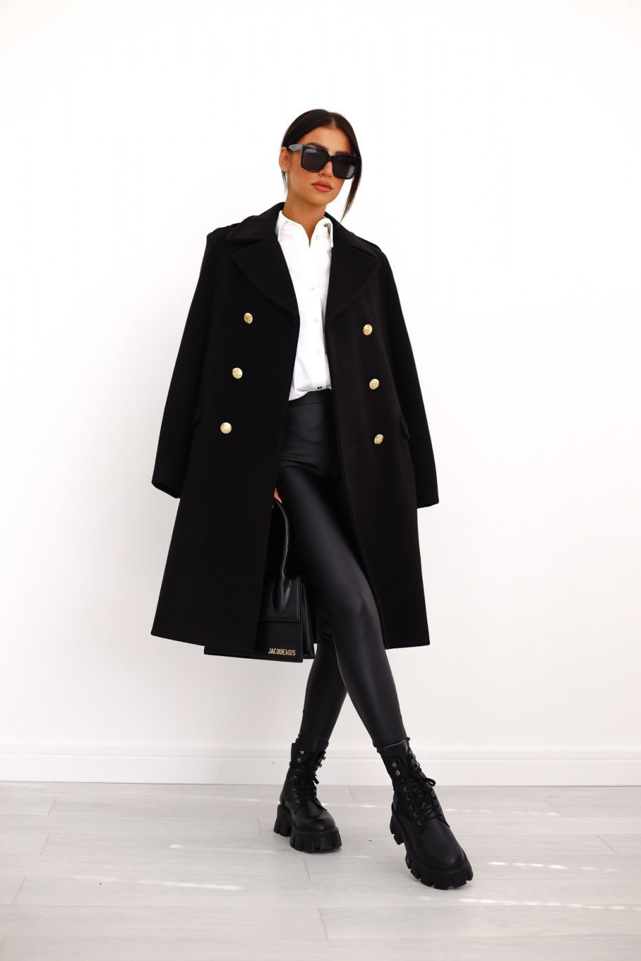 Women's Stylish Double-Breasted Wool Trench Coat Set for Winter