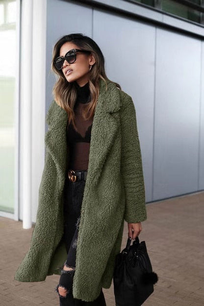 Cozy Women's Oversized Winter Teddy Coat with Stylish Lapel Collar