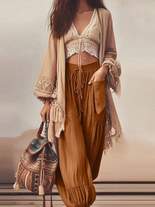 Dorothy - Vintage trousers with high waist and drawstring
