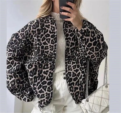 Fleur | Leopard Print Bomber Jacket