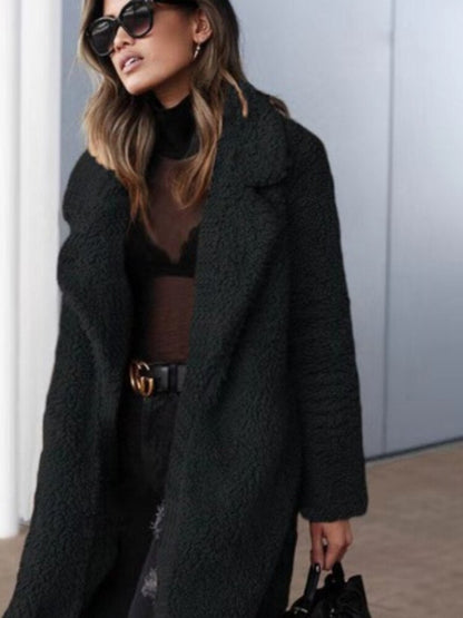 Cozy Women's Oversized Winter Teddy Coat with Stylish Lapel Collar