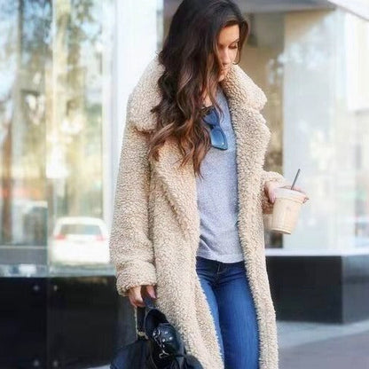 Cozy Women's Oversized Winter Teddy Coat with Stylish Lapel Collar