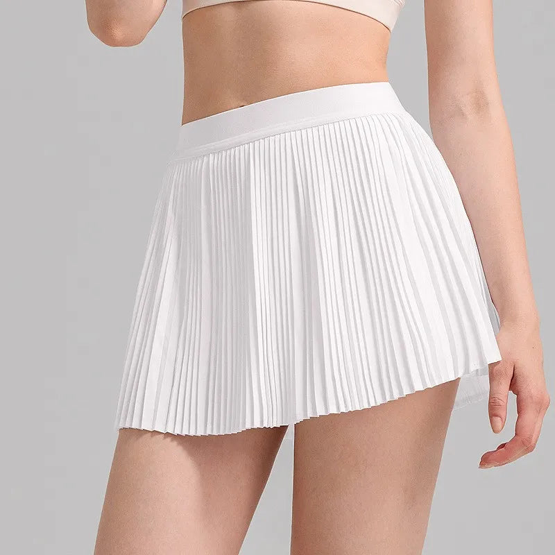 High Waist Women's Pleated Tennis Skirt - Lightweight Running & Yoga Mini Skirt with Pockets for Gym and Golf