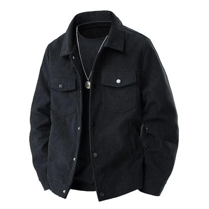 Men's Casual Button-Up Jacket with Shirt Collar and Chest Pockets