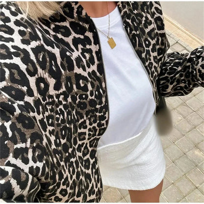 Fleur | Leopard Print Bomber Jacket