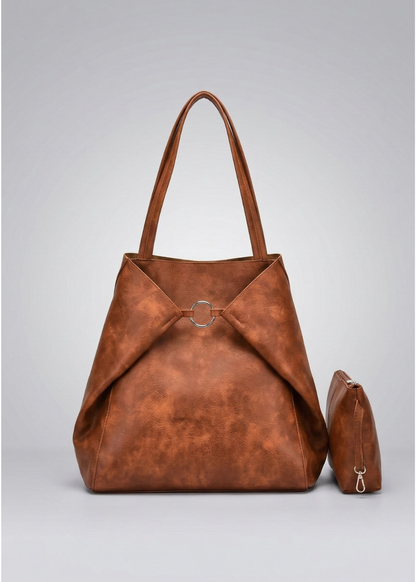Chic Work Shoulder Tote Bag with Secure Ring-Fold Clasp Closure