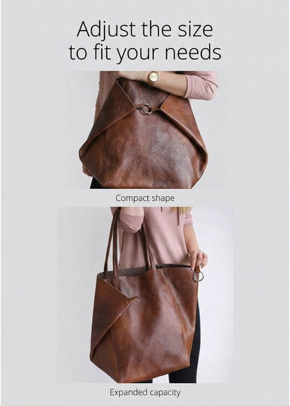 Chic Work Shoulder Tote Bag with Secure Ring-Fold Clasp Closure