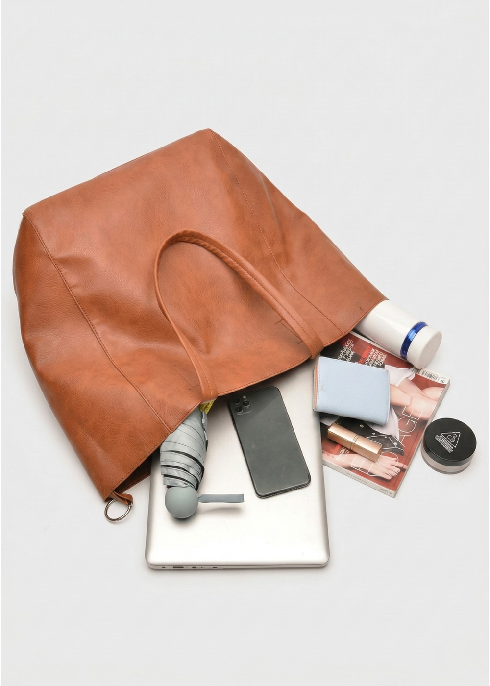 Chic Work Shoulder Tote Bag with Secure Ring-Fold Clasp Closure