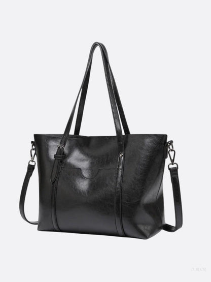 Spacious Leather Tote Bag - Versatile Shoulder and Crossbody Handbag for Everyday Use