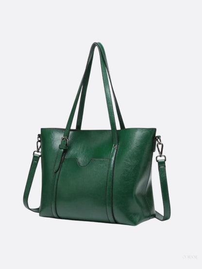 Spacious Leather Tote Bag - Versatile Shoulder and Crossbody Handbag for Everyday Use
