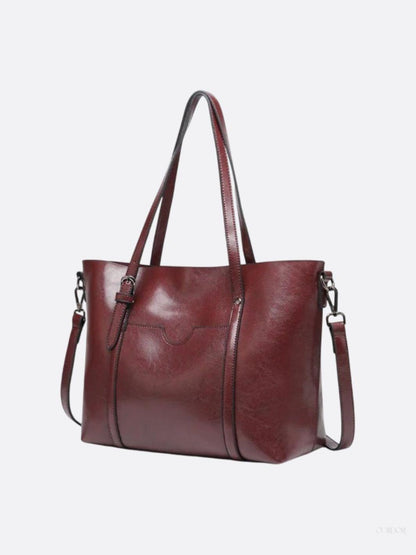 Spacious Leather Tote Bag - Versatile Shoulder and Crossbody Handbag for Everyday Use