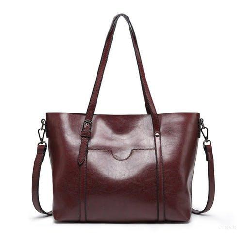 Spacious Leather Tote Bag - Versatile Shoulder and Crossbody Handbag for Everyday Use