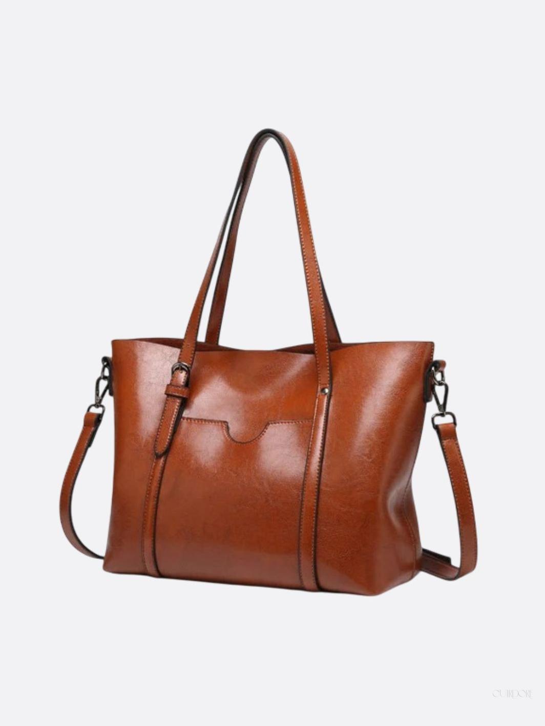 Spacious Leather Tote Bag - Versatile Shoulder and Crossbody Handbag for Everyday Use