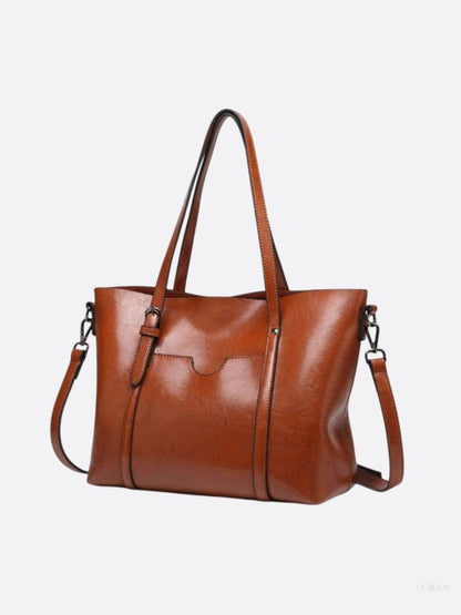 Spacious Leather Tote Bag - Versatile Shoulder and Crossbody Handbag for Everyday Use