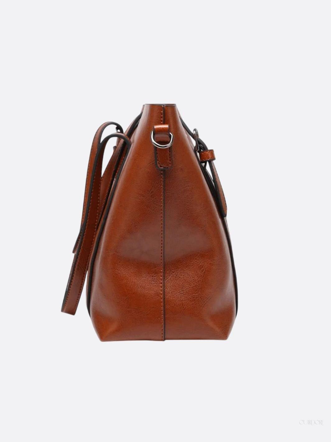 Spacious Leather Tote Bag - Versatile Shoulder and Crossbody Handbag for Everyday Use
