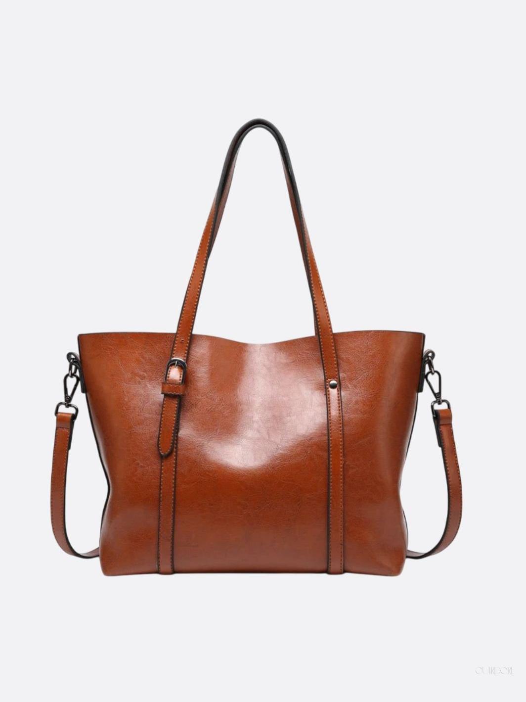 Spacious Leather Tote Bag - Versatile Shoulder and Crossbody Handbag for Everyday Use