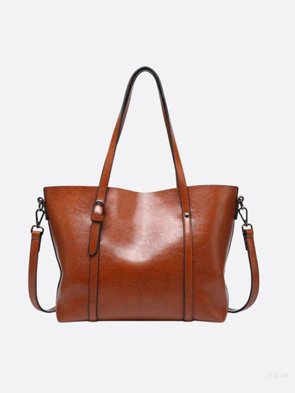Spacious Leather Tote Bag - Versatile Shoulder and Crossbody Handbag for Everyday Use