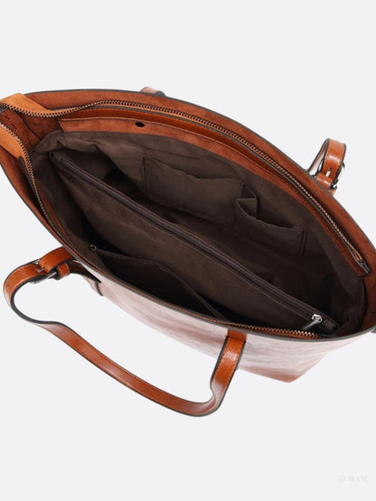 Spacious Leather Tote Bag - Versatile Shoulder and Crossbody Handbag for Everyday Use