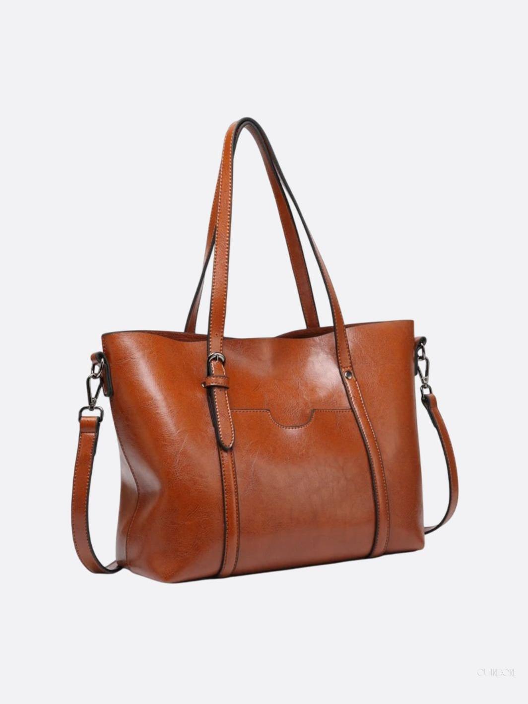 Spacious Leather Tote Bag - Versatile Shoulder and Crossbody Handbag for Everyday Use
