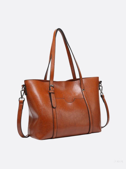 Spacious Leather Tote Bag - Versatile Shoulder and Crossbody Handbag for Everyday Use