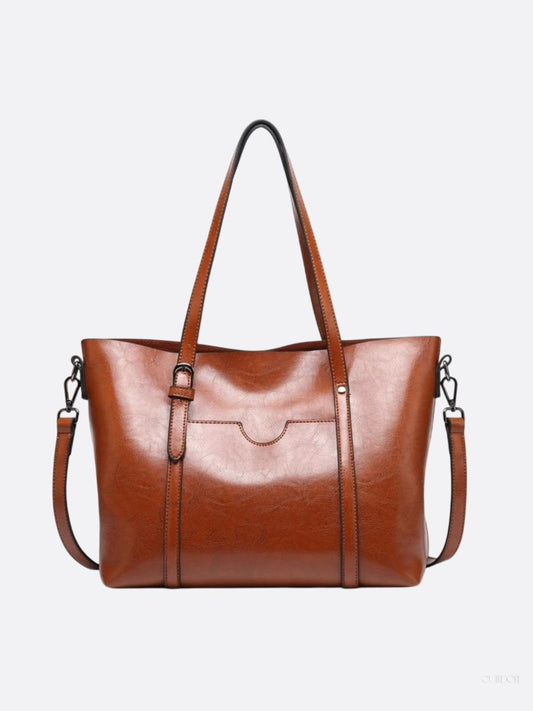 Spacious Leather Tote Bag - Versatile Shoulder and Crossbody Handbag for Everyday Use