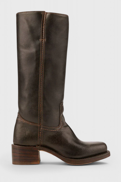 Stylish Women's Knee High Boots with Stacked Heel and Classic Round Toe Design
