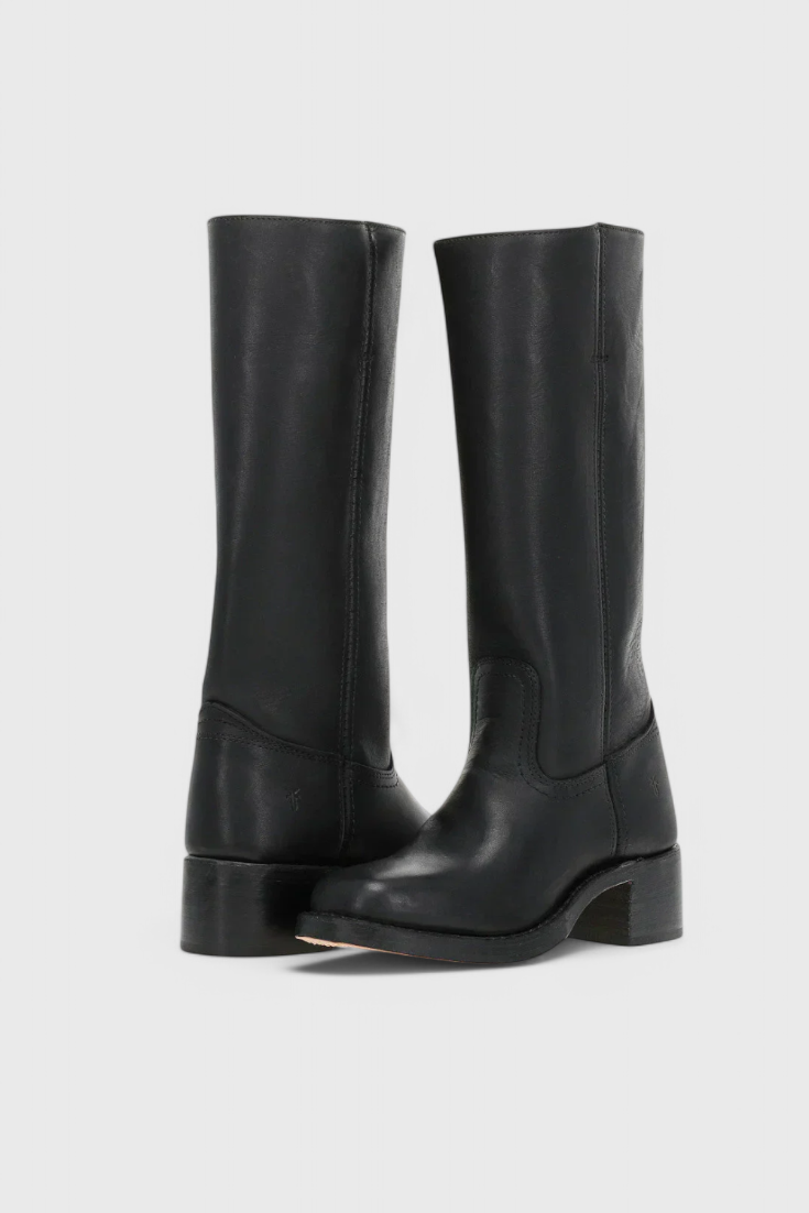 Stylish Women's Knee High Boots with Stacked Heel and Classic Round Toe Design