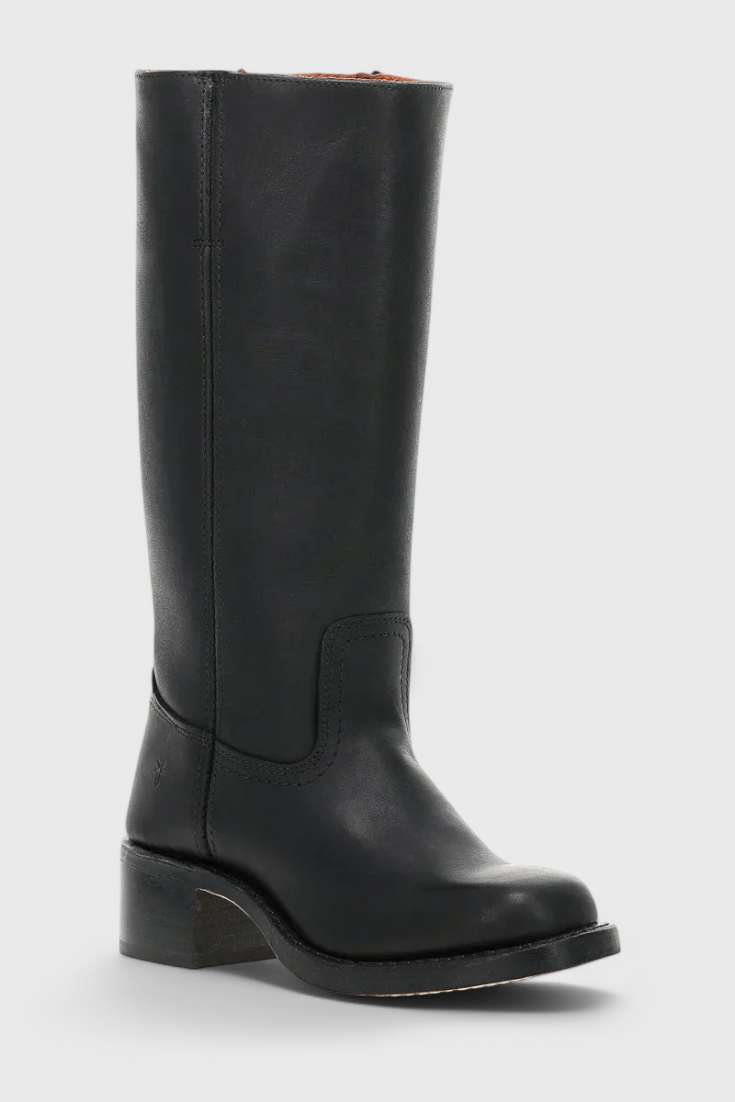 Stylish Women's Knee High Boots with Stacked Heel and Classic Round Toe Design