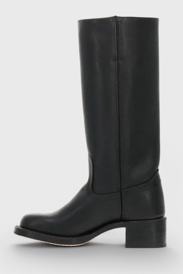 Stylish Women's Knee High Boots with Stacked Heel and Classic Round Toe Design