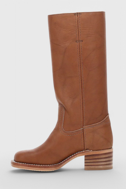 Stylish Women's Knee High Boots with Stacked Heel and Classic Round Toe Design